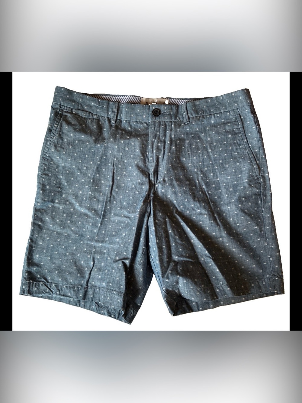 Original Penguin Men’s Shorts Sz 34 Gray Patterned 8” Inseam Cotton Preppy EUC